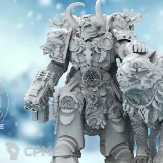 Описание картинки Wolf Lord on Thunderwolf ALT от Studio Cockatoo по цене 424руб | Свободный Рынок Миниатюр - СРМ