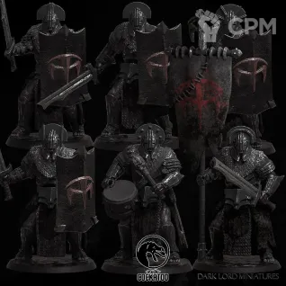 Описание картинки Mordor Orcs щит/меч, знамя+барабанщик от Studio Cockatoo по цене 600руб | Свободный Рынок Миниатюр - СРМ