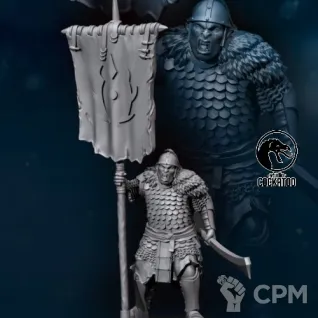 Описание картинки Mordor Orc Знаменосец от Studio Cockatoo по цене 150руб | Свободный Рынок Миниатюр - СРМ