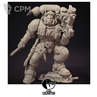 Описание картинки Lieutenant in Phobos Armour от Studio Cockatoo по цене 350руб | Свободный Рынок Миниатюр - СРМ