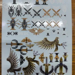 Описание картинки Legio Custodes Transfer sheet Декали Легио Кустодес от Fle94 по цене 1 500руб | Свободный Рынок Миниатюр - СРМ
