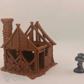 Описание картинки Разрушенные Фэнтези Дома - комплект из 3 от Terrain Print по цене 2 300руб | Свободный Рынок Миниатюр - СРМ
