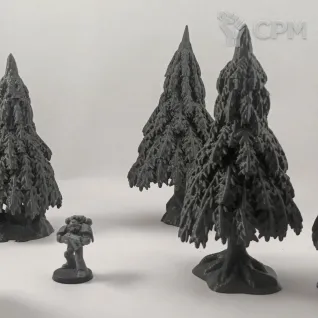 Описание картинки Хвойные Деревья - Комплект из 5 от Terrain Print по цене 1 000руб | Свободный Рынок Миниатюр - СРМ
