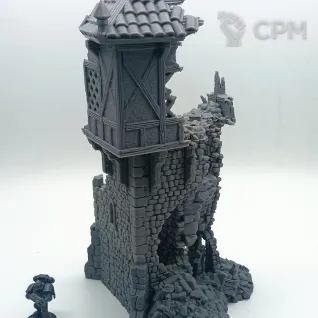 Описание картинки Разрушенная Сторожевая Башня - Фэнтези Террейн от Terrain Print по цене 1 800руб | Свободный Рынок Миниатюр - СРМ