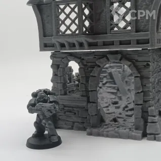 Описание картинки Разрушенная Таверна - Фэнтези Террейн от Terrain Print по цене 2 200руб | Свободный Рынок Миниатюр - СРМ