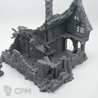 Описание картинки Разрушенная Таверна - Фэнтези Террейн от Terrain Print по цене 2 200руб | Свободный Рынок Миниатюр - СРМ