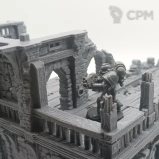 Описание картинки Разрушенный Склад - Фэнтези Террейн от Terrain Print по цене 2 200руб | Свободный Рынок Миниатюр - СРМ