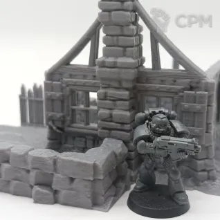 Описание картинки Разрушенные Фэнтези Дома №2 - Комплект из 3 от Terrain Print по цене 2 600руб | Свободный Рынок Миниатюр - СРМ