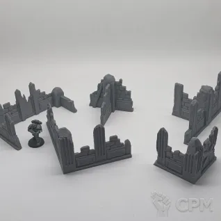 Описание картинки Городские Sci-Fi Руины - Комплект из 8 от Terrain Print по цене 2 000руб | Свободный Рынок Миниатюр - СРМ