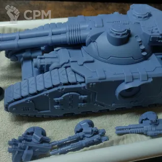 Описание картинки Fellblade + Glaive Super-Heavy Battle Tank от Print and play по цене 8 500руб | Свободный Рынок Миниатюр - СРМ