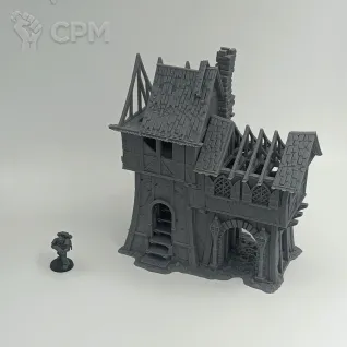 Описание картинки Поврежденные Фэнтези Казармы от Terrain Print по цене 2 500руб | Свободный Рынок Миниатюр - СРМ