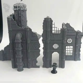 Описание картинки Большой Разрушенный Завод - Sector Mechanicus Террейн от Terrain Print по цене 1 700руб | Свободный Рынок Миниатюр - СРМ