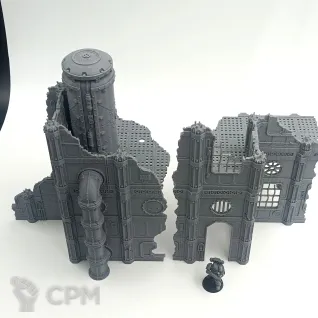 Описание картинки Большой Разрушенный Завод - Sector Mechanicus Террейн от Terrain Print по цене 1 700руб | Свободный Рынок Миниатюр - СРМ