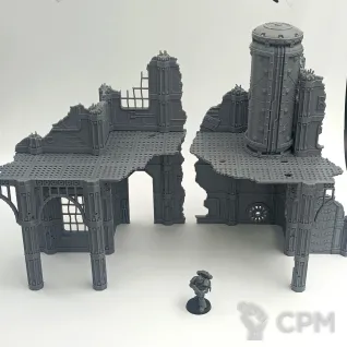 Описание картинки Большой Разрушенный Завод - Sector Mechanicus Террейн от Terrain Print по цене 1 700руб | Свободный Рынок Миниатюр - СРМ