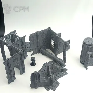 Описание картинки Большой Разрушенный Завод - Sector Mechanicus Террейн от Terrain Print по цене 1 700руб | Свободный Рынок Миниатюр - СРМ