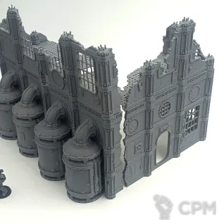 Описание картинки Поврежденный Завод Прометиума - Sector Mechanicus Террейн от Terrain Print по цене 1 900руб | Свободный Рынок Миниатюр - СРМ