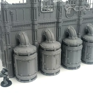 Описание картинки Поврежденный Завод Прометиума - Sector Mechanicus Террейн от Terrain Print по цене 1 900руб | Свободный Рынок Миниатюр - СРМ
