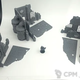 Описание картинки Поврежденный Завод Прометиума - Sector Mechanicus Террейн от Terrain Print по цене 1 900руб | Свободный Рынок Миниатюр - СРМ
