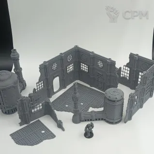 Описание картинки Разрушенная Станция Очистки - Sector Mechanicus Террейн от Terrain Print по цене 1 800руб | Свободный Рынок Миниатюр - СРМ