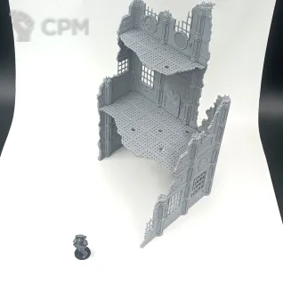 Описание картинки Трехэтажный Разрушенный Мануфакторий - Sector Mechanicus Террейн от Terrain Print по цене 1 700руб | Свободный Рынок Миниатюр - СРМ