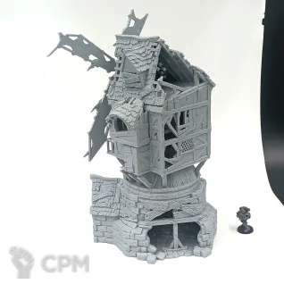 Описание картинки Разрушенная Мельница - Фэнтези Террейн, City of Tarok от Terrain Print по цене 2 800руб | Свободный Рынок Миниатюр - СРМ
