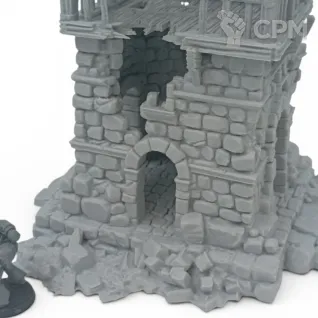 Описание картинки Разрушенная Сторожевая Вышка - Фэнтези Террейн от Terrain Print по цене 1 800руб | Свободный Рынок Миниатюр - СРМ