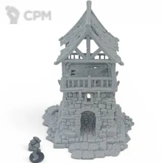 Описание картинки Разрушенная Сторожевая Вышка - Фэнтези Террейн от Terrain Print по цене 1 800руб | Свободный Рынок Миниатюр - СРМ