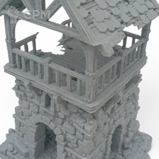 Описание картинки Разрушенная Сторожевая Вышка - Фэнтези Террейн от Terrain Print по цене 1 800руб | Свободный Рынок Миниатюр - СРМ