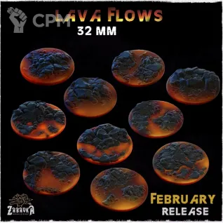Описание картинки Базы 32мм под лаву(lava bases) 5 штук. от Print and play по цене 400руб | Свободный Рынок Миниатюр - СРМ