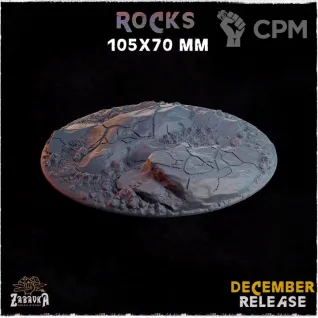 Описание картинки База 105х70мм под скалистую местность (rocks) 1 шт. от Print and play по цене 600руб | Свободный Рынок Миниатюр - СРМ