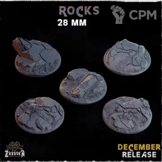 Описание картинки Базы 28мм под скалистую местность (rocks) 10 шт. от Print and play по цене 600руб | Свободный Рынок Миниатюр - СРМ