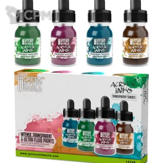 Описание картинки Набор акриловых красок для моделирования Green Stuff World: ACRYLICS INKS TRANSPARENT SHAD от SectorA13 по цене 66 666руб | Свободный Рынок Миниатюр - СРМ