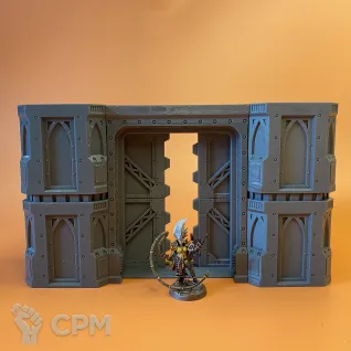 Описание картинки Ангарные ворота 2х уровневые(раздвижные) zone mortalis Necromunda от Milestone по цене 3 200руб | Свободный Рынок Миниатюр - СРМ