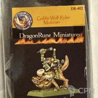 Описание картинки Dragon Rune, DR-402, гоблин музыкант на волке. Подходит под Old World, метал, качественные от Mik_Sour  по цене 3 000руб | Свободный Рынок Миниатюр - СРМ