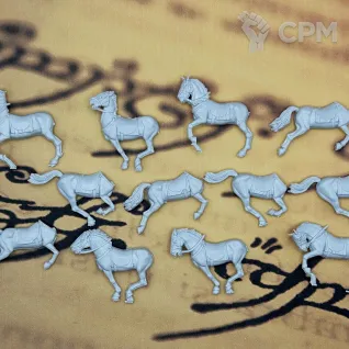 Описание картинки Horses из набора Knights of Minas Tirith Властелин колец от Лавка Саурона по цене 699руб | Свободный Рынок Миниатюр - СРМ