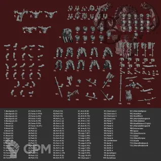 Описание картинки Khorne Berzerkers (цена за 10 миниатюр) от 3D Wargaming по цене 2 250руб | Свободный Рынок Миниатюр - СРМ