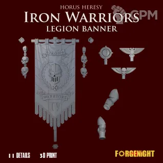 Описание картинки Iron Warriors Horus Heresy Legion Banner от ForgeNight по цене 325руб | Свободный Рынок Миниатюр - СРМ