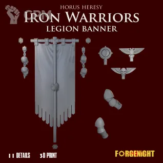 Описание картинки Iron Warriors Horus Heresy Legion Banner от ForgeNight по цене 325руб | Свободный Рынок Миниатюр - СРМ