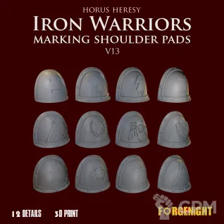 Описание картинки Iron Warriors Horus Heresy Marking Shoulder Pads V13 от ForgeNight по цене 450руб | Свободный Рынок Миниатюр - СРМ