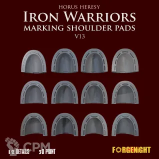 Описание картинки Iron Warriors Horus Heresy Marking Shoulder Pads V13 от ForgeNight по цене 450руб | Свободный Рынок Миниатюр - СРМ