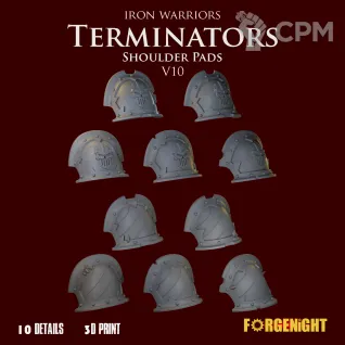 Описание картинки Iron Warriors Terminators Shoulder Pads V10 от ForgeNight по цене 450руб | Свободный Рынок Миниатюр - СРМ
