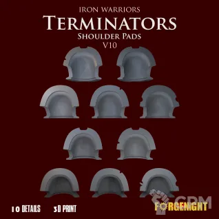 Описание картинки Iron Warriors Terminators Shoulder Pads V10 от ForgeNight по цене 450руб | Свободный Рынок Миниатюр - СРМ