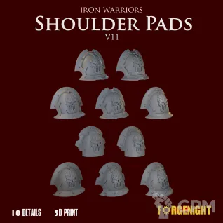 Описание картинки Iron Warriors Shoulder Pads V11 от ForgeNight по цене 400руб | Свободный Рынок Миниатюр - СРМ