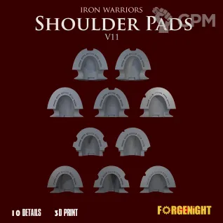 Описание картинки Iron Warriors Shoulder Pads V11 от ForgeNight по цене 400руб | Свободный Рынок Миниатюр - СРМ