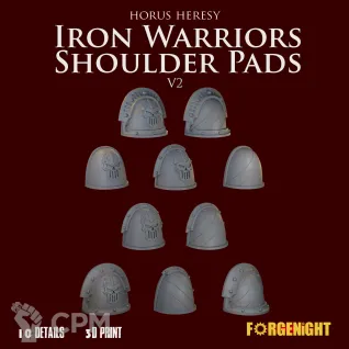 Описание картинки Iron Warriors Horus Heresy Shoulder Pads V2 от ForgeNight по цене 400руб | Свободный Рынок Миниатюр - СРМ