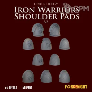 Описание картинки Iron Warriors Horus Heresy Shoulder Pads V3 от ForgeNight по цене 400руб | Свободный Рынок Миниатюр - СРМ