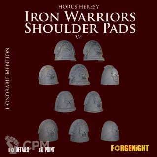 Описание картинки Iron Warriors Horus Heresy Shoulder Pads V4 honorable mention от ForgeNight по цене 400руб | Свободный Рынок Миниатюр - СРМ