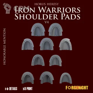 Описание картинки Iron Warriors Horus Heresy Shoulder Pads V4 honorable mention от ForgeNight по цене 400руб | Свободный Рынок Миниатюр - СРМ