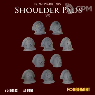 Описание картинки Iron Warriors Shoulder Pads V5 от ForgeNight по цене 400руб | Свободный Рынок Миниатюр - СРМ