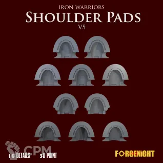 Описание картинки Iron Warriors Shoulder Pads V5 от ForgeNight по цене 400руб | Свободный Рынок Миниатюр - СРМ